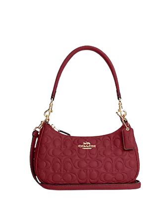 teri shoulder bag in signature leather cherry|teri leather shoulder bag.